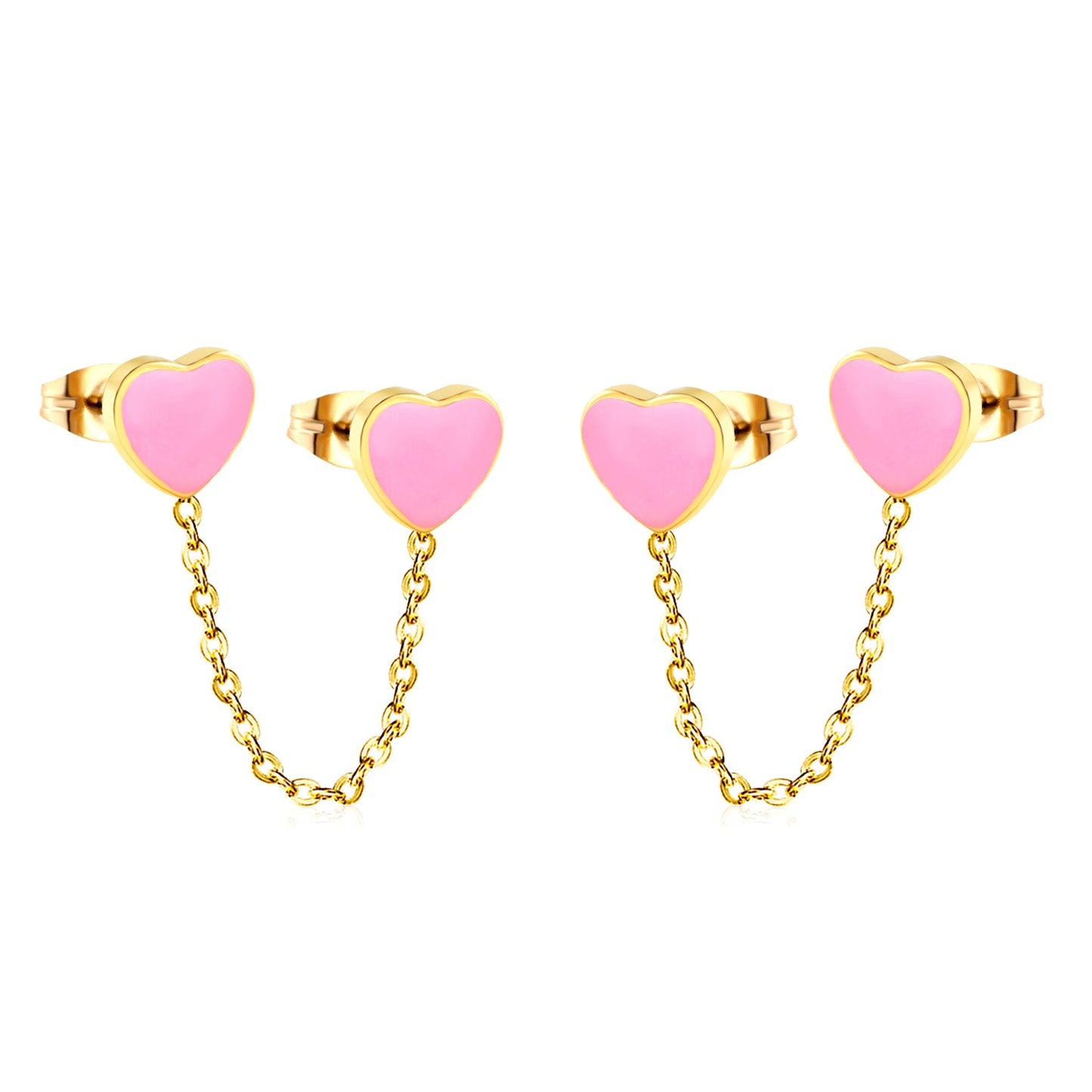 6.3*5.5mm heart shaped black/red/pink oil drops+03 cross chain 30mm accessories earrings gold color asonjewelry