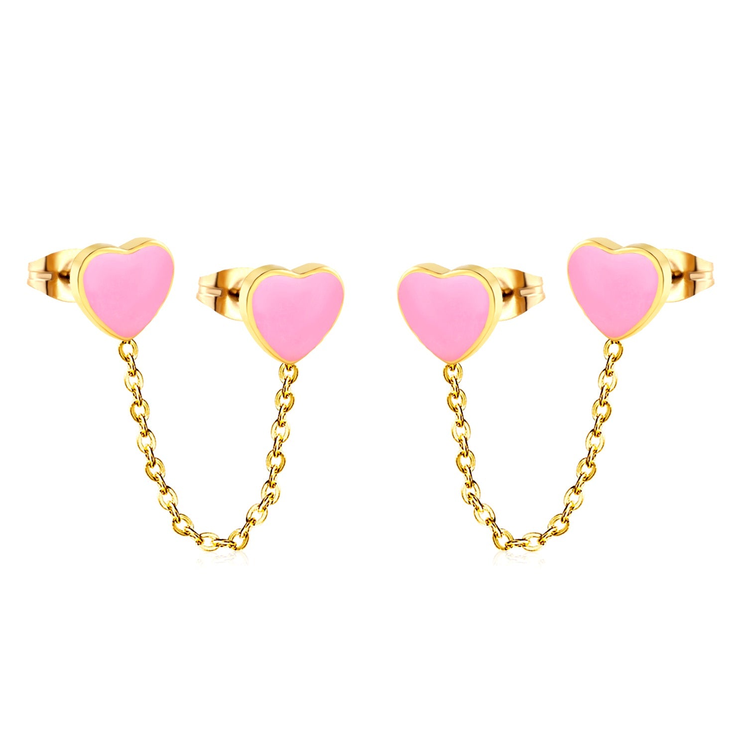 6.3*5.5mm heart shaped black/red/pink oil drops+03 cross chain 30mm accessories earrings gold color asonjewelry