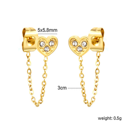 5*5.8mm heart-shaped stick white zirconium/purple drip oil/dark blue drip oil +03 cross chain 30mm accessories earrings gold color asonjewelry