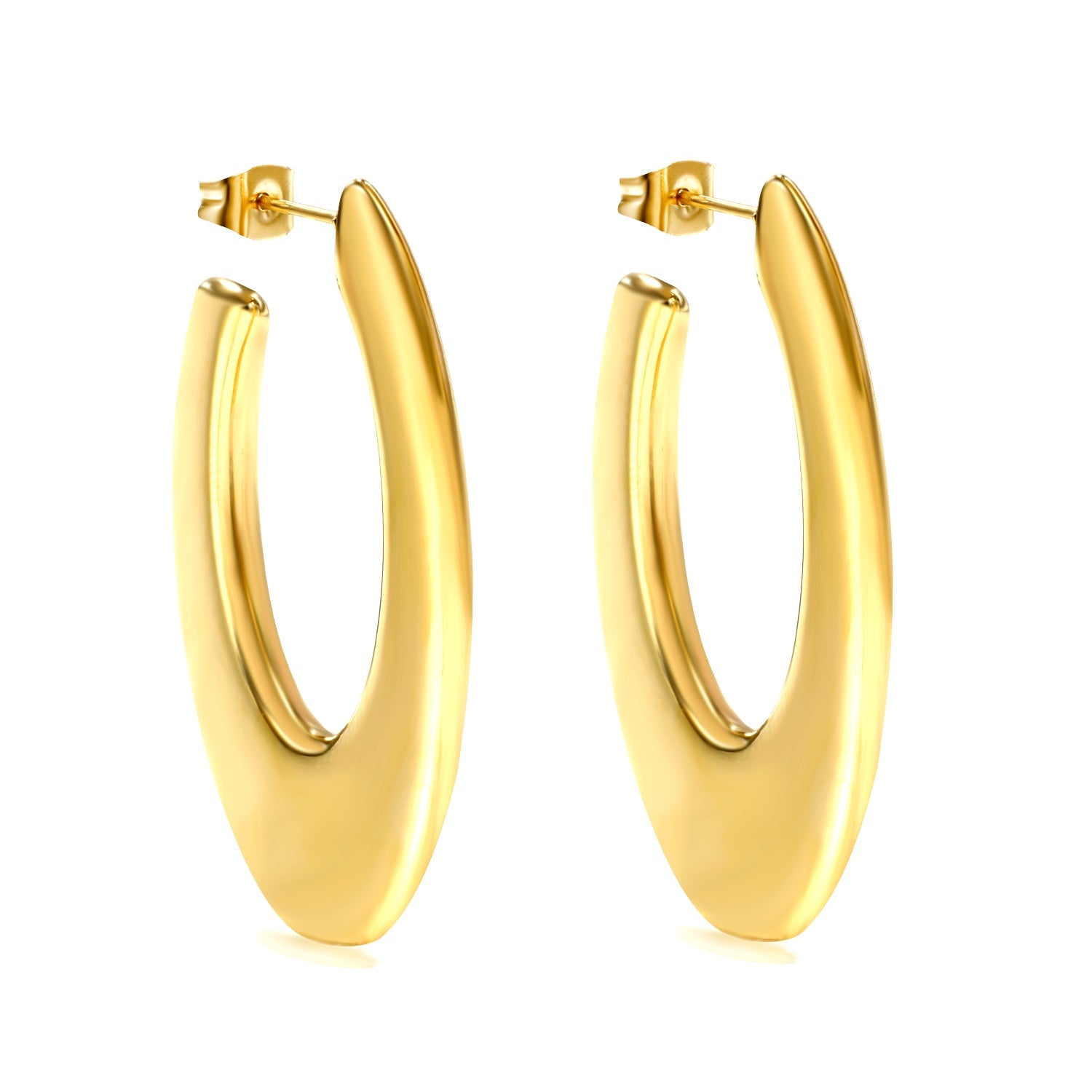 Hollow Long Flat U-shaped Earrings 27.5*48.4mm Gold Color asonjewelry