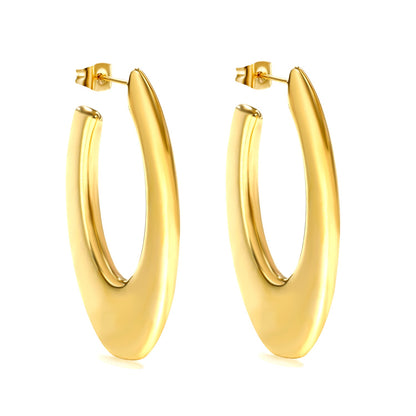 Hollow Long Flat U-shaped Earrings 27.5*48.4mm Gold Color asonjewelry
