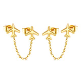 8.2*8mm Airplane+03 Cross Chain 30mm Accessories Earrings Golden
