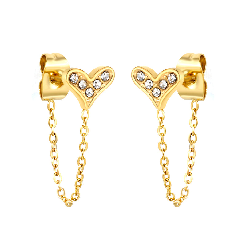 8.2*6mm heart shape with white zirconium+03 cross chain 30mm accessories Earrings gold color