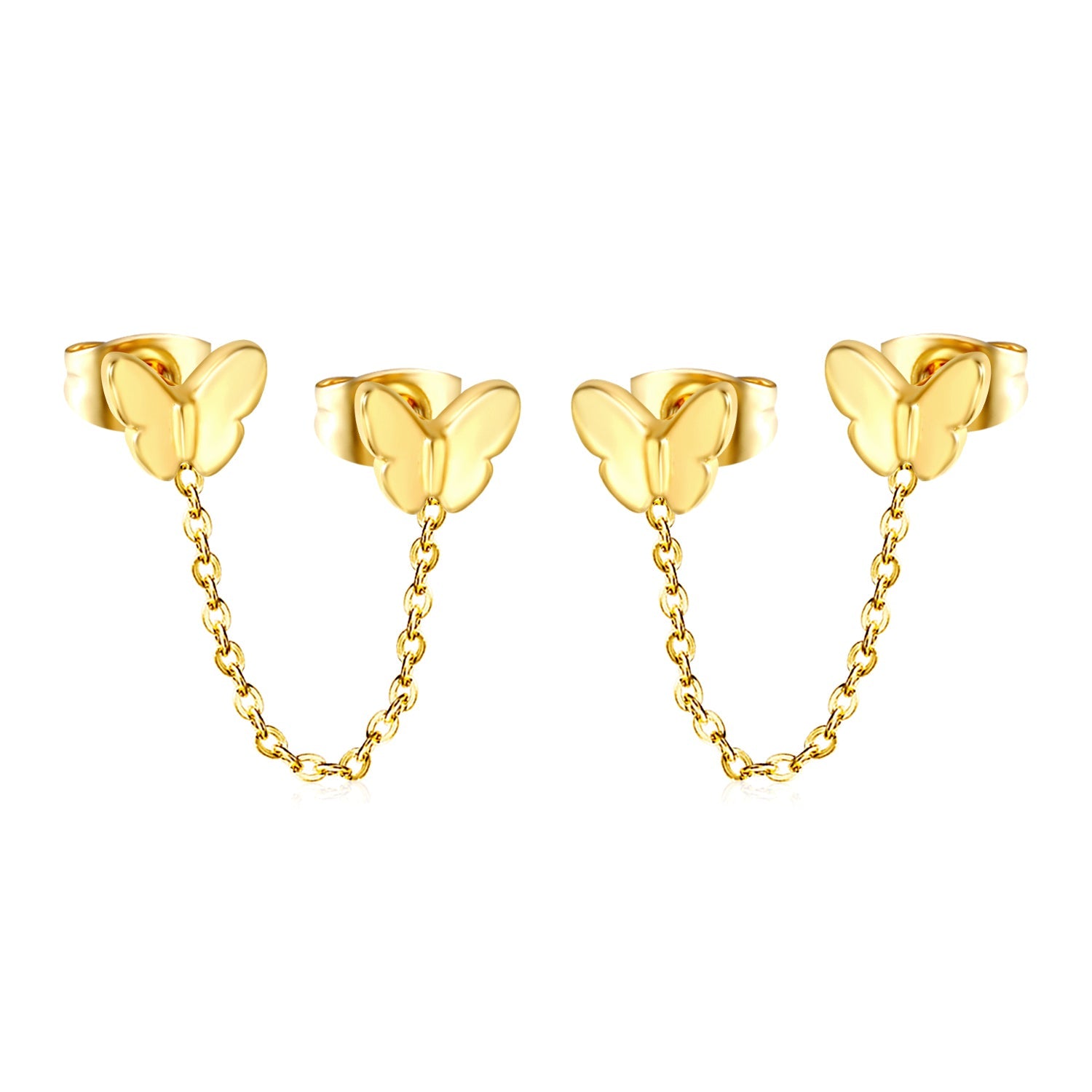 6.7*5.6mm Butterfly+03 Cross Chain 30mm Accessories Earrings Gold color asonjewelry