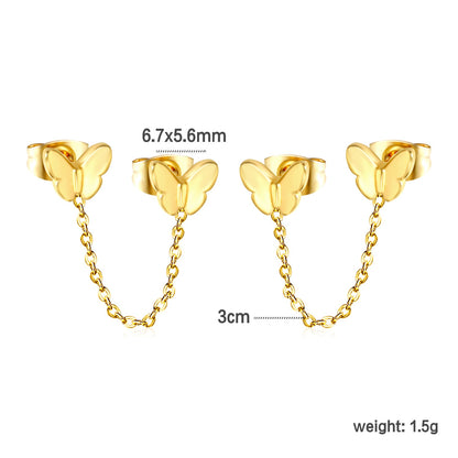 6.7*5.6mm Butterfly+03 Cross Chain 30mm Accessories Earrings Gold color asonjewelry