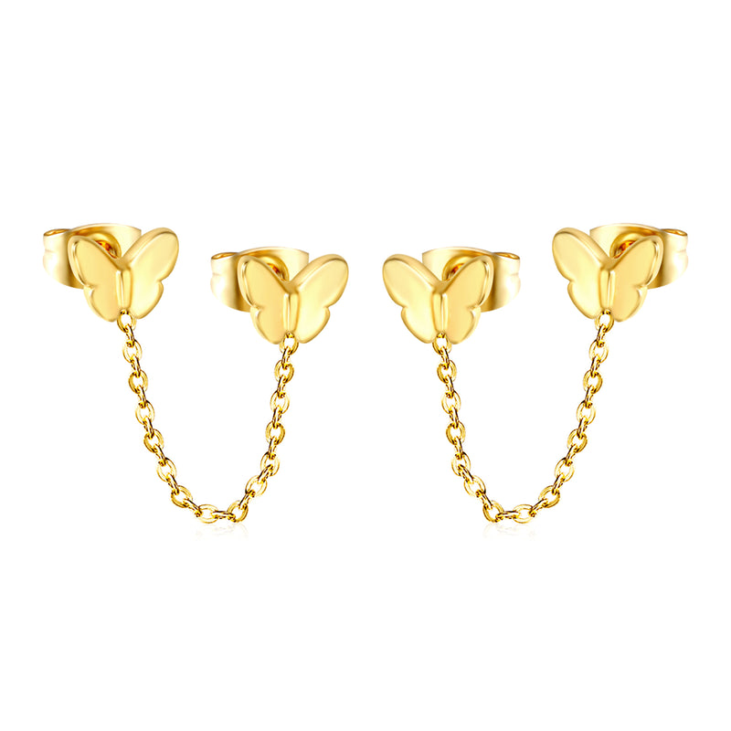 6.7*5.6mm Butterfly+03 Cross Chain 30mm Accessories Earrings Gold color