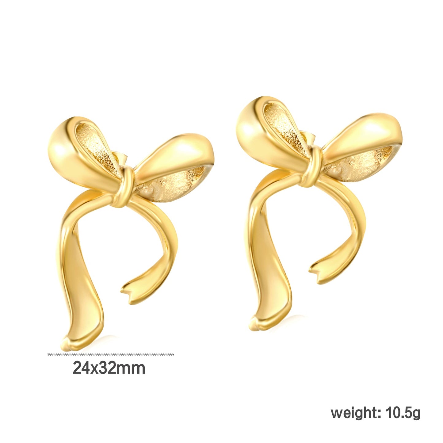 24*32mm bow earrings gold color asonjewelry
