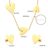 Peach heart set Gold-colored earrings:1.2*12*15mm Pendant:10*12+12*15+13*17mm 0.3 Cross chain*40+5cm+6mm round plaque