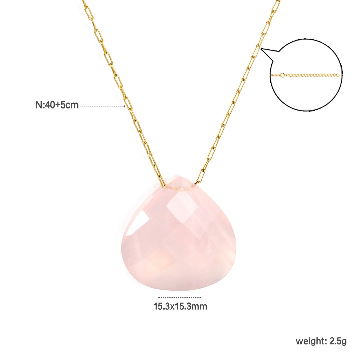 15.3mm Rhodochrosite/Yellow Tiger Stone/Dark Blue Stone/Green Stone/Amethyst/Pink Stone Pendant 0.3 Elongated Chain*40+5cm+6mm Round Plaque Necklace Gold Color asonjewelry