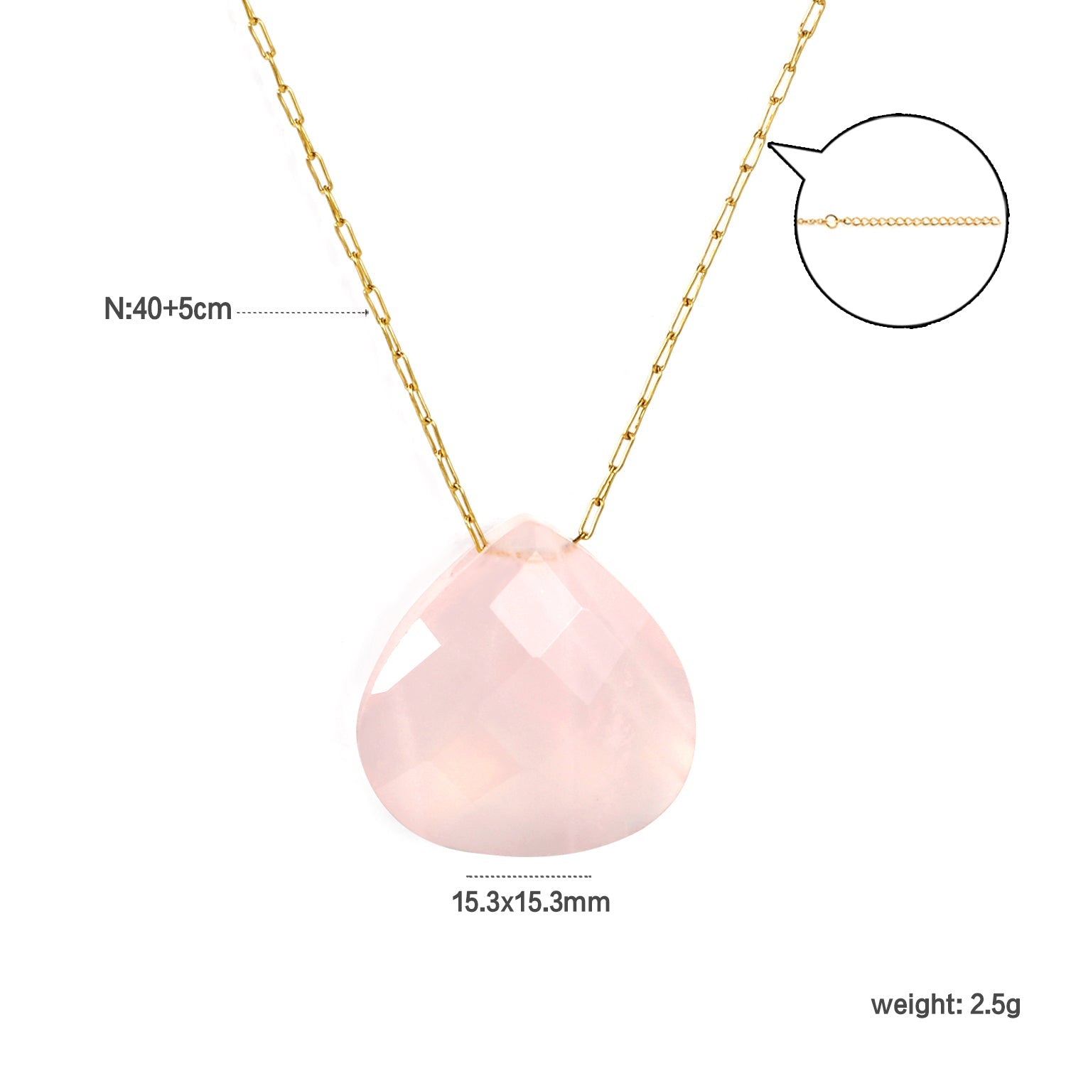 15.3mm Rhodochrosite/Yellow Tiger Stone/Dark Blue Stone/Green Stone/Amethyst/Pink Stone Pendant 0.3 Elongated Chain*40+5cm+6mm Round Plaque Necklace Gold Color asonjewelry