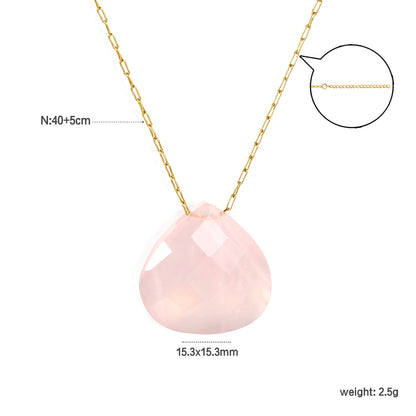 15.3mm Rhodochrosite/Yellow Tiger Stone/Dark Blue Stone/Green Stone/Amethyst/Pink Stone Pendant 0.3 Elongated Chain*40+5cm+6mm Round Plaque Necklace Gold Color asonjewelry