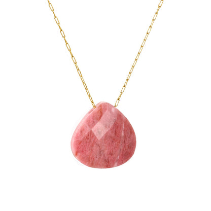 15.3mm Rhodochrosite/Yellow Tiger Stone/Dark Blue Stone/Green Stone/Amethyst/Pink Stone Pendant 0.3 Elongated Chain*40+5cm+6mm Round Plaque Necklace Gold Color asonjewelry