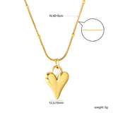 12.2*15mm Pointed Heart Pendant 0.9 Round Snake Bead Chain*40+5cm+6mm Round Plaque Necklace Golden