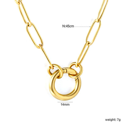 Wire 2.5*outside 14mm round clasp pendant 45cm necklace gold color asonjewelry