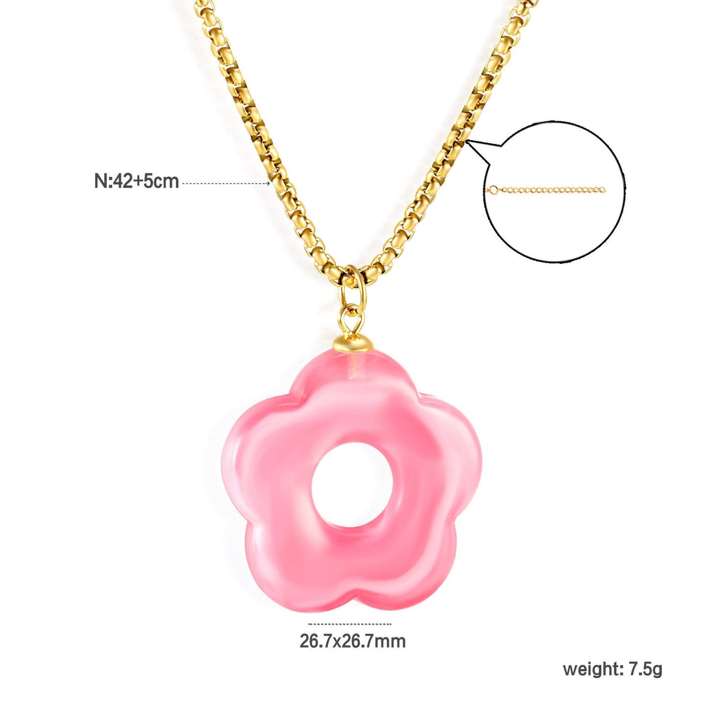 26.7mm Resin White/Red/Blue/Yellow/Coffee/Pink/Peacock Blue/Peacock Green Wreath Pendant 2.0 Square Pearl Chain*40+5cm+6mm Round Plaque Necklace GOLDEN asonjewelry