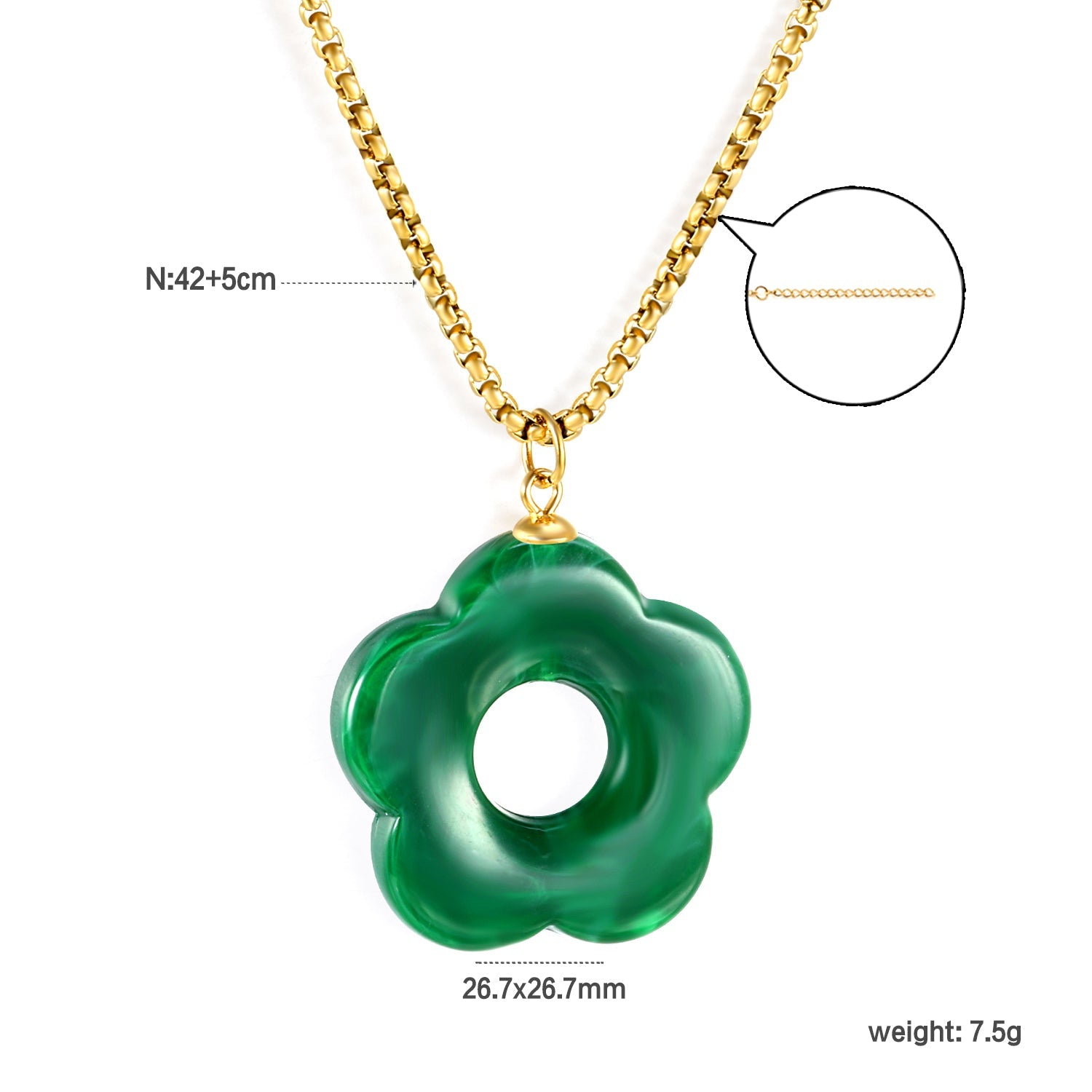 26.7mm Resin White/Red/Blue/Yellow/Coffee/Pink/Peacock Blue/Peacock Green Wreath Pendant 2.0 Square Pearl Chain*40+5cm+6mm Round Plaque Necklace GOLDEN asonjewelry