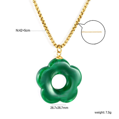 26.7mm Resin White/Red/Blue/Yellow/Coffee/Pink/Peacock Blue/Peacock Green Wreath Pendant 2.0 Square Pearl Chain*40+5cm+6mm Round Plaque Necklace GOLDEN asonjewelry