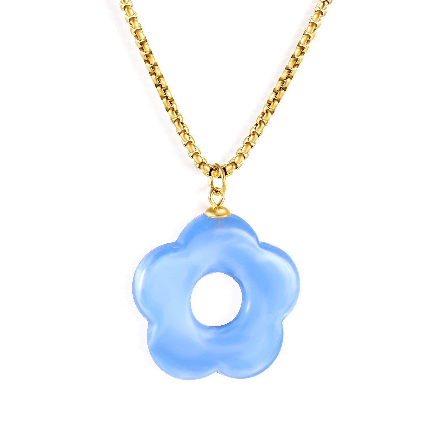 26.7mm Resin White/Red/Blue/Yellow/Coffee/Pink/Peacock Blue/Peacock Green Wreath Pendant 2.0 Square Pearl Chain*40+5cm+6mm Round Plaque Necklace GOLDEN asonjewelry