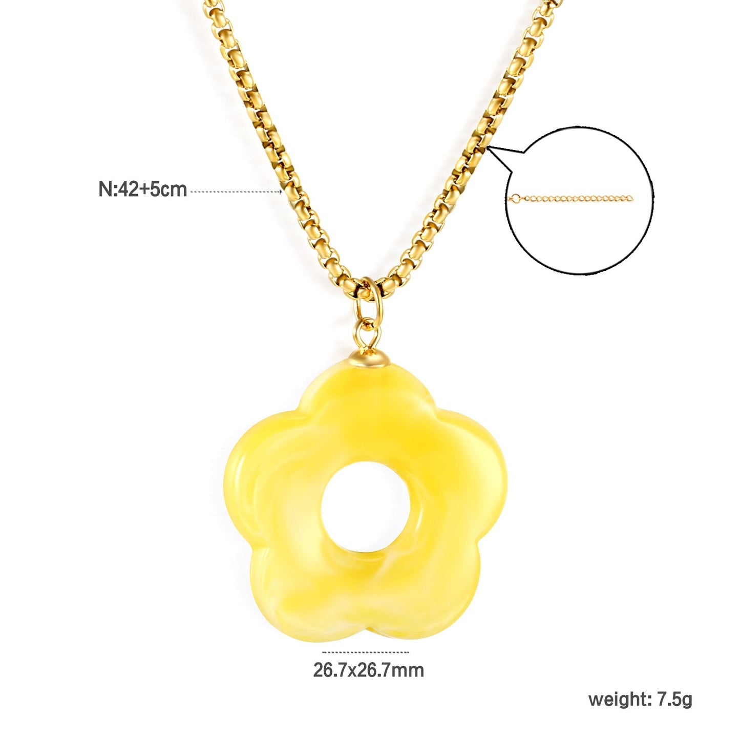 26.7mm Resin White/Red/Blue/Yellow/Coffee/Pink/Peacock Blue/Peacock Green Wreath Pendant 2.0 Square Pearl Chain*40+5cm+6mm Round Plaque Necklace GOLDEN asonjewelry