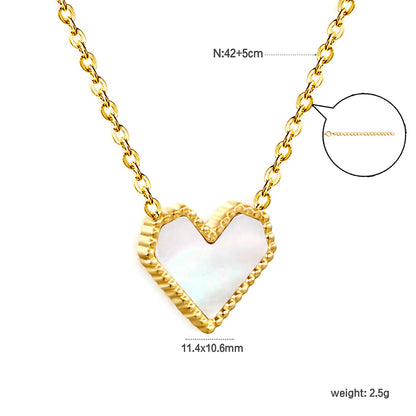 11.4*10.6mm Heart Shape Sticky White/Black/Red Acrylic Pendant 42+5cm+6mm Round Plaque Necklace Golden asonjewelry