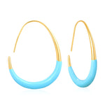 29*39.2mm Egg-Shaped Hoop Earrings Gold Drip Rose Red Drip Light Blue