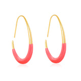 29*39.2mm Egg-Shaped Hoop Earrings Gold Drip Rose Red Drip Light Blue