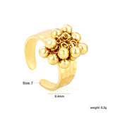 9.4mm high, color-matched French-style fringed round bead open ring, steel color, interwoven gold