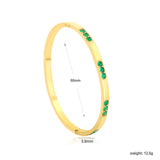 Width 3.9mm, inner diameter 60mm, French CNC green diamond bracelet, gold color