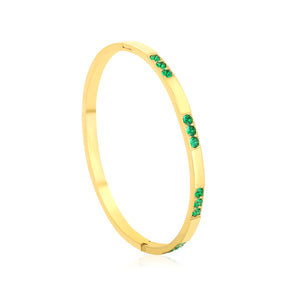 Width 3.9mm, inner diameter 60mm, French CNC green diamond bracelet, gold color