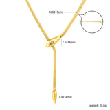 5.9*14mm snake tail, 7.5*18mm snake head, 4mm flat snake chain, 50+5cm+6mm round tail label, sweater chain, golden color