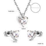 Heart-Shaped Zirconia Set Gold/Steel Earrings: 6mm Pendant: 6mm 0.3mm Cross Chain 40+5cm + 6mm Round Tag
