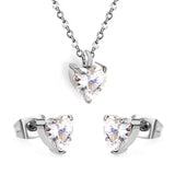 Heart-Shaped Zirconia Set Gold/Steel Earrings: 6mm Pendant: 6mm 0.3mm Cross Chain 40+5cm + 6mm Round Tag