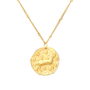 20.5*21.5mm constellation pendant with 0.4 side-mounted gemstone chain, 40+5cm+6mm round tail tag, necklace, gold color