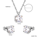 Round Zirconia Set Gold/Steel Earrings: 7mm Pendant: 7mm 0.3mm Cross Chain 40+5cm + 6mm Round Tag