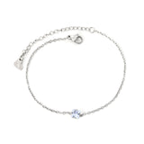 5.6mm square white diamond 18+5cm+7.7*5.7mm heart-shaped pendant bracelet in steel color