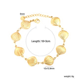 12*12.9mm 8 hollow shell accessories 18+3cm+6mm round tail brand bracelet steel color gold