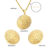 Round Thread Set Gold Color Earrings: 26.8mm Pendant: 26.8mm 2.0 Twist Chain*40+5cm+6mm Round Plaque