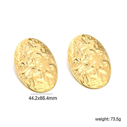 46.2*66.4mm shield textured face earrings gold color asonjewelry