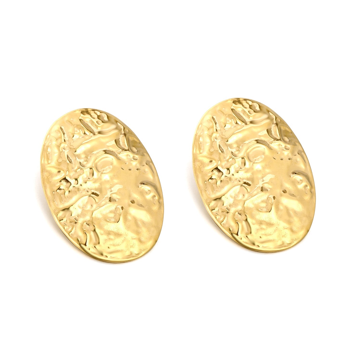 46.2*66.4mm shield textured face earrings gold color asonjewelry