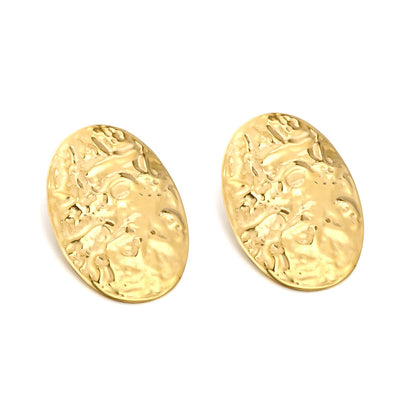 46.2*66.4mm shield textured face earrings gold color asonjewelry