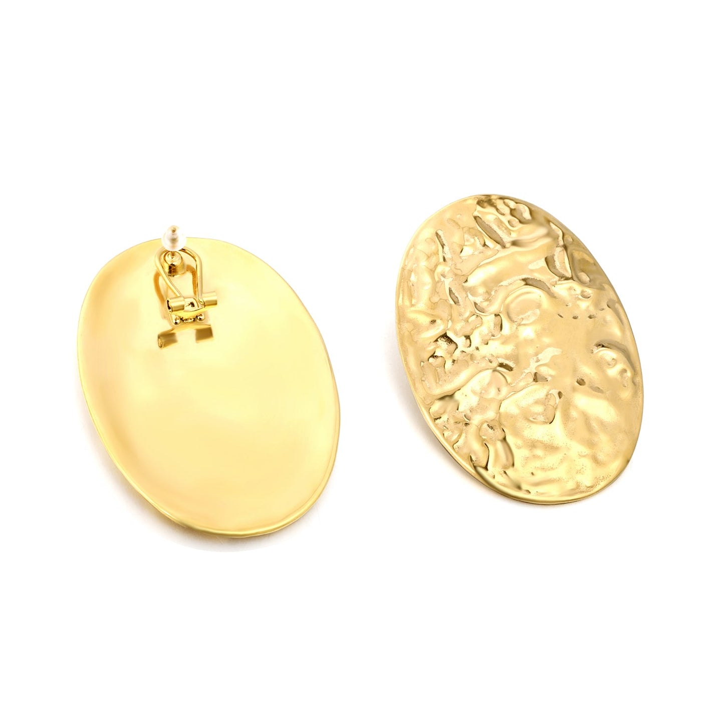 46.2*66.4mm shield textured face earrings gold color asonjewelry