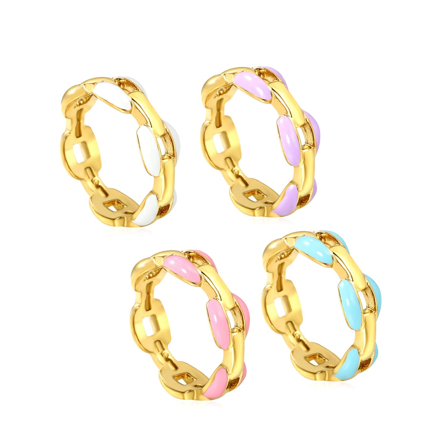 Height 6.5mm Ring-White/Purple/Pink/Blue Oil Drops Gold Color asonjewelry