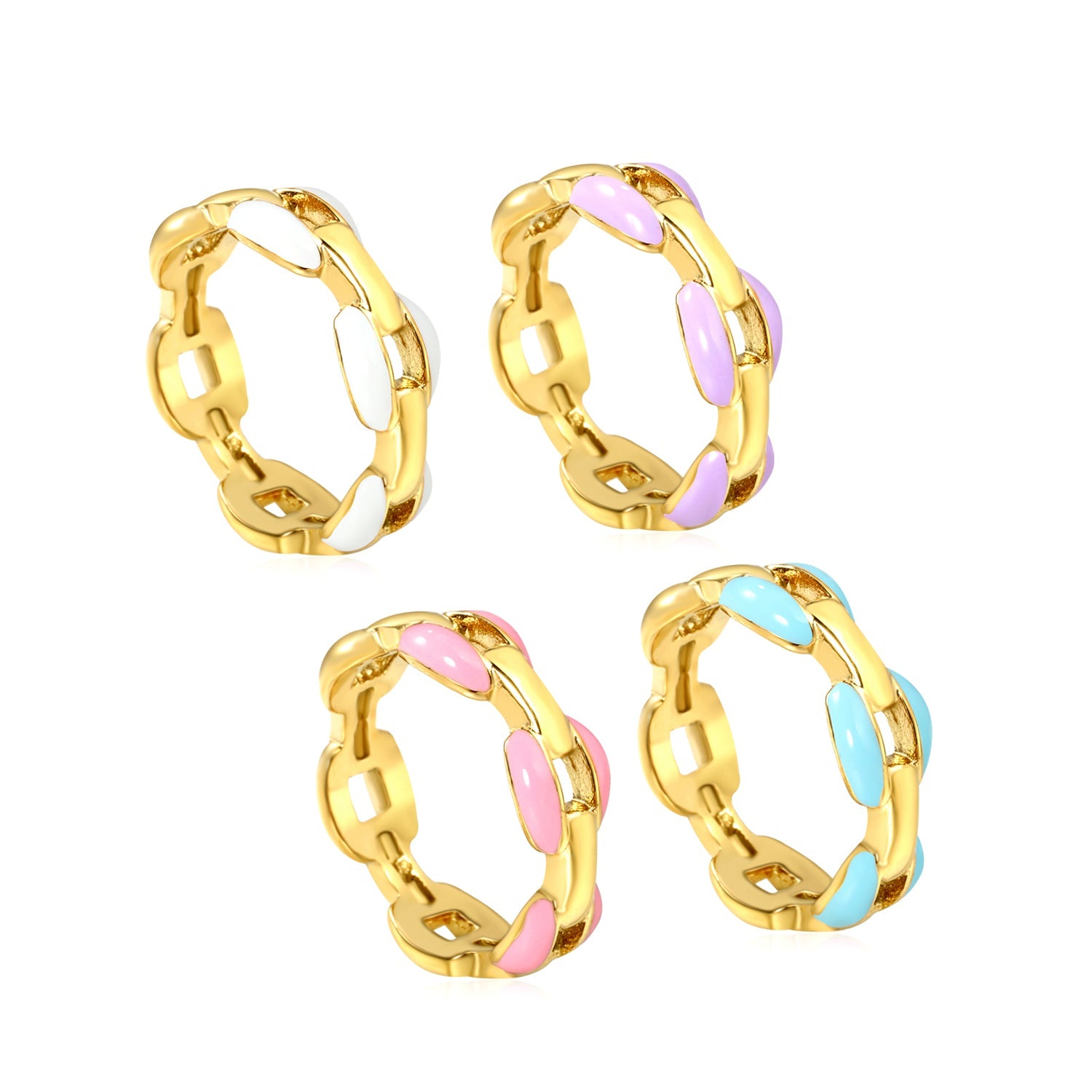 Height 6.5mm Ring-White/Purple/Pink/Blue Oil Drops Gold Color asonjewelry