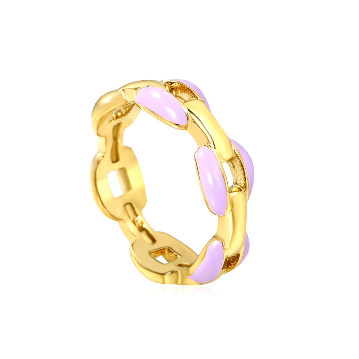 Height 6.5mm Ring-White/Purple/Pink/Blue Oil Drops Gold Color asonjewelry