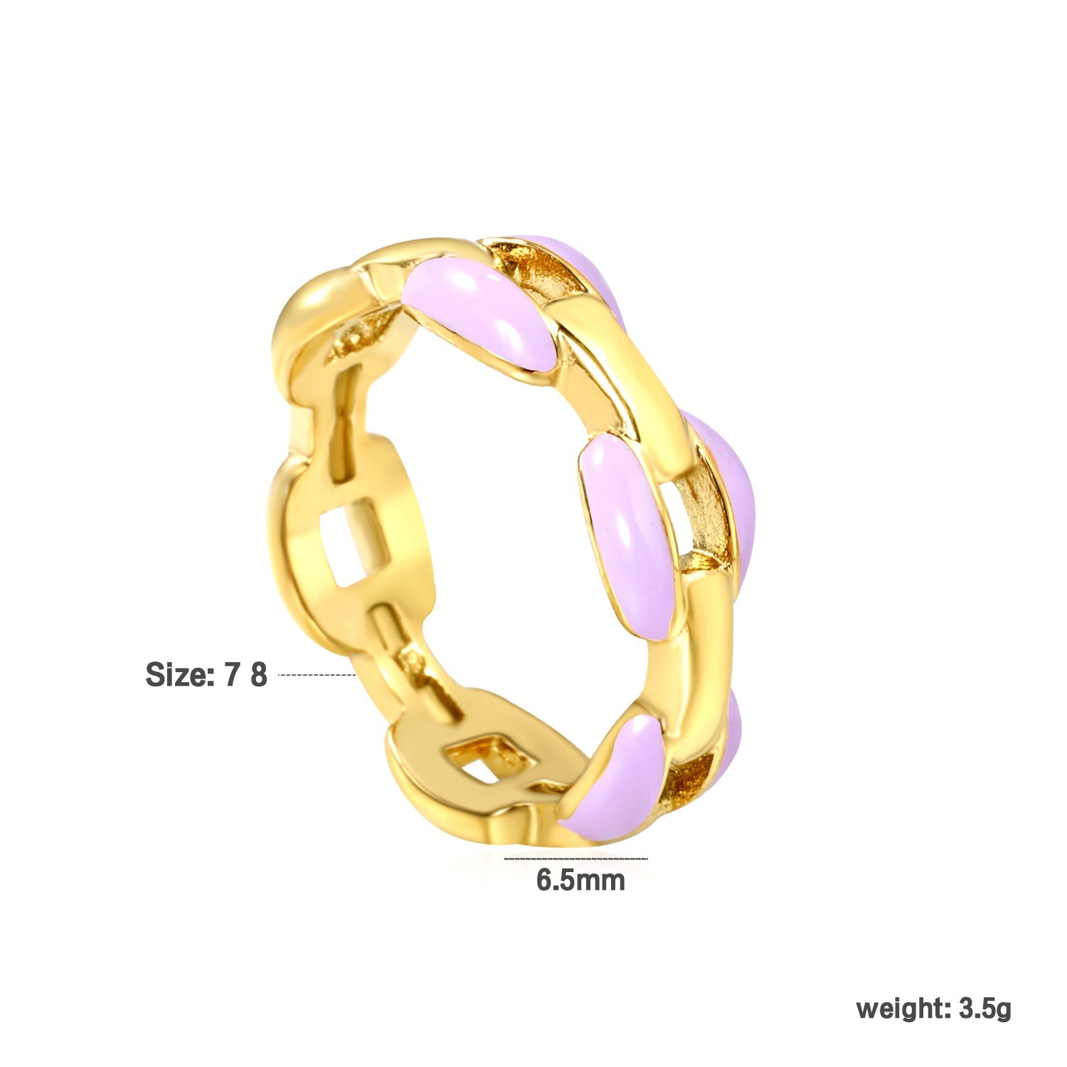 Height 6.5mm Ring-White/Purple/Pink/Blue Oil Drops Gold Color asonjewelry
