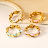 Height 6.5mm Ring-White/Purple/Pink/Blue Oil Drops Gold Color