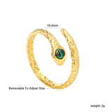 Stylish Stainless Steel Twisted Ring with Emerald-Green Stone Inlay ¨C Exquisite Wholesale Jewelry for Trendy Adornment