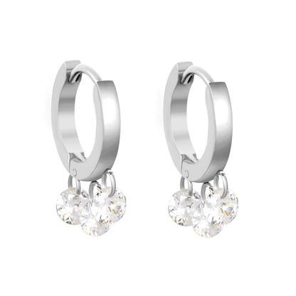 2*9mm spherical earrings + 3 4mm round white zirconium fittings gold color/steel color asonjewelry