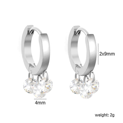 2*9mm spherical earrings + 3 4mm round white zirconium fittings gold color/steel color asonjewelry