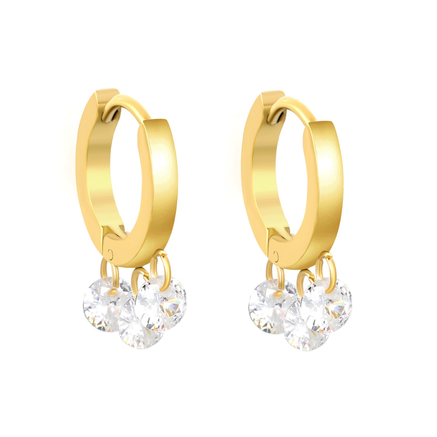 2*9mm spherical earrings + 3 4mm round white zirconium fittings gold color/steel color asonjewelry